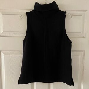 NWT OGL Black FuzzLuxe Turtle Neck Split Hem Top Sleeveless Wool Blend Size S